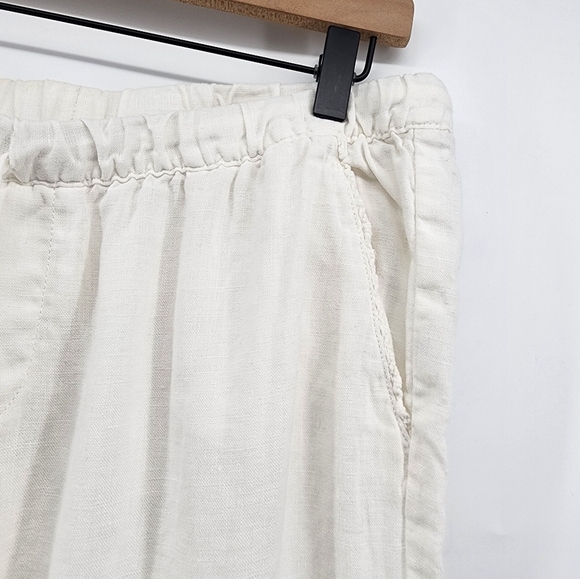 Garnet Hill White Cropped 100% Linen Pants Size 8 - Picture 5 of 12